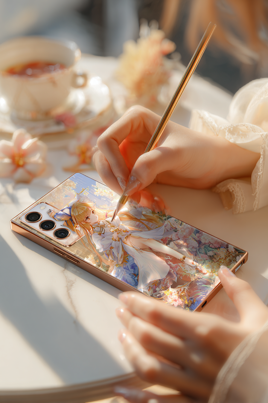 Artist hand-painting a custom Jojo Life phone case